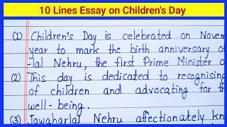 10 Lines Essay on Childrens Day in English  Short Essay on Childrens Day in English [upl. by Volin]