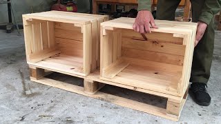 Amazing Woodworking Project From Pallet Wood  Build a TV Shelf from Pallets [upl. by Atiuqiram948]