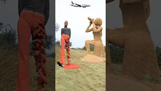 funny train vs sand sculpture special effects on the train driver half shorts 1million viralvideo [upl. by Boarer]