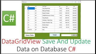 DataGridView Save And Update Data on Database C [upl. by Doreen]