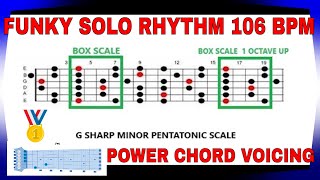 107Guitar Solo Practice Track Funky Rhythm Rock Chord Voicing 3min jam track 106 BPM 440 [upl. by Hannaj]