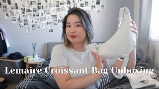 Lemaire Croissant Bag Unboxing  Small White New Grained Leather [upl. by Larkin]