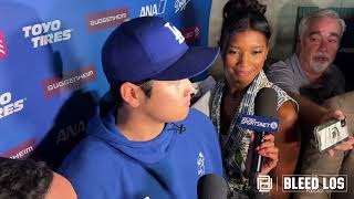 Dodgers Postgame Shohei Ohtani discusses return to Anaheim as a Dodger the emotions Betts big hit [upl. by Paddie257]