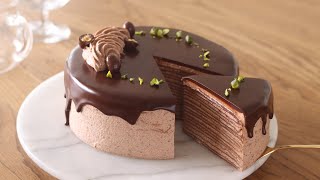 チョコレート・ミルクレープの作り方 Chocolate Mille Crepe｜HidaMari Cooking [upl. by Dyana]