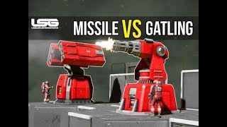 Missile Launcher VS Gatling Gun Turret Damage Testing  Space Engineers [upl. by Gretna913]