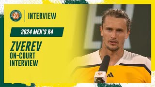 Zverev Round 4 oncourt interview  RolandGarros 2024 [upl. by Jessee]