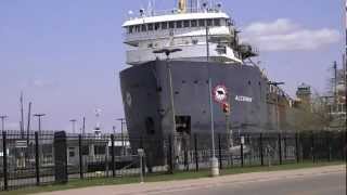 Algoway Great Lakes Freighter in The Soo Locks in Sault Ste Marie Michigan [upl. by Assiralc553]