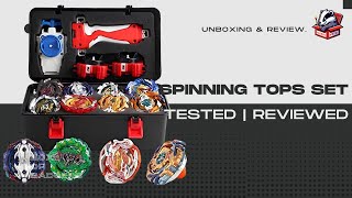 12Piece Spinning Tops Set – Burst Turbo Launchers amp Battling Arena for Kids [upl. by Anined]