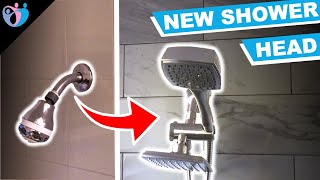 how to install a new shower head and shower valve  bathroom remodel [upl. by Attelrahc877]