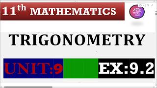 11th Class Math  Ch 9 Fundamental of Trigonometry  Exercise 92 [upl. by Halehs]