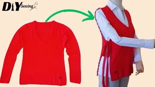 DIY Upcycling of a Sweater  Restyle Your Old Clothes  DIY Sewing [upl. by Robyn]