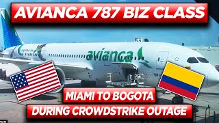 Exploring AVIANCA AIRLINES 787 Business Class service Miami to Bogota during CROWDSTRIKE OUTAGE [upl. by Atnek]