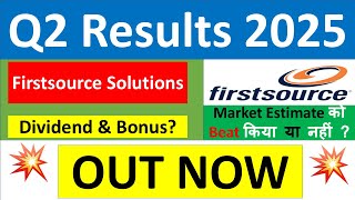 FIRSTSOURCE SOLUTIONS Q2 results 2025  FSL results today  FIRSTSOURCE SOLUTIONS Share News  FSL [upl. by Kruse]