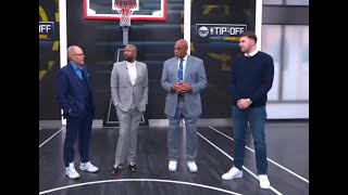 Luka Doncic at NBA Studio with Chuck Earnie Charles and Shaq  ALL STAR STARTER [upl. by Mahgirb]