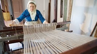 Weaving on Mount Vernons 18th Century Loom [upl. by Oiziruam]