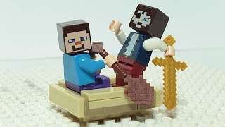 Lego Minecraft Steve Brick Building Pirate Ship Animation [upl. by Jary]