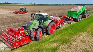 Potato Planting amp Ridging  FENDT 728 Gen7 amp 313  Grimme GL 420 amp Rotary Hiller  Vrolijk Landbouw [upl. by Yrral]