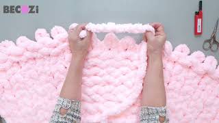 HAND KNIT A CHUNKY BLANKETBASKET WEAVE PATTERNJUMBO chenille yarn [upl. by Raddi767]