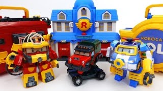 Robocar Poli Special Car Wash Center Rescue Center Parking Tower and Transforming Playset [upl. by Narok]