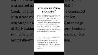 Stephen hawking biographybiography [upl. by Aubrey]