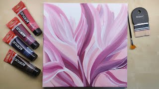 Full version How to Paint ABSTRACT PINK Leaves  Acrylic Painting for Beginners  Timelapse  82 [upl. by Herrod]