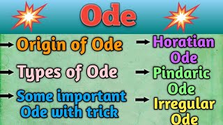 Ode Forms of PoetryOde in hindi Types of odePindaric Ode Horatian Ode and Irregular Ode [upl. by Foster760]