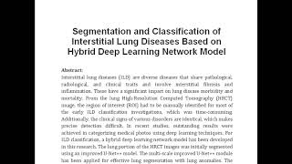 Segmentation and Classification of Interstitial Lung Diseases Based on Hybrid Deep Learning Network [upl. by Tilly]