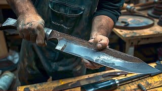 Man Turns Rusty Leaf Spring into Amazing KNIFE Kukri Knife Start to Finish LeandroGoretta [upl. by Aillemac]