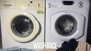 Wash Race Bosch WFO2467 vs Hotpoint WF860  Easy CareSynthetics 40°C [upl. by Ayet770]