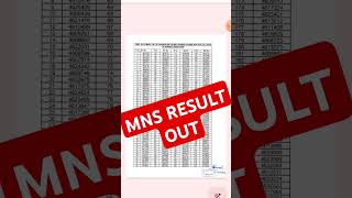 MNS 2024 RESULT RELEASE  FIRST ALLOTMENT LIST FOR MNS 2024 mns tranding ytshorts mnsentrance [upl. by Limann935]