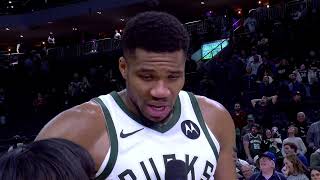 Giannis got Emotional during the MVP chants after his 59point game 🎤 [upl. by Ahsenyl332]