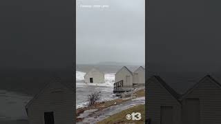 Iconic South Portland fishing shacks washed away during historic flooding maine flooding weather [upl. by Bright110]