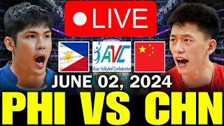 PHILIPPINES VS CHINA 🔴LIVE NOW  JUNE 02 2024  AVC MENS CHALLENGE CUP 2024 avclive2024 [upl. by Naira]