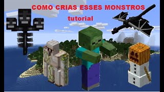 COMO CRIAR 5 MONSTROS MINECRAFT CRIAR ENDER DRAGON CRIAR WITHER [upl. by Adnohsak]