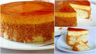 Vanilla Cake With Caramel Pudding  Vanilla Flan Pudding Without Oven [upl. by Welbie]