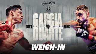 RYAN GARCIA VS OSCAR DUARTE WEIGH IN LIVESTREAM [upl. by Yelsek]