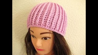 Easy Crochet beanie hat adult teens 20quot22quot Rib stitch tutorial  Happy Crochet Club [upl. by Buddy]