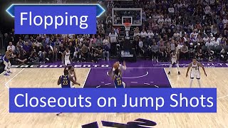 Educational  Closeouts on Jump Shots and Flopping FIBA and NBA [upl. by Bastien]