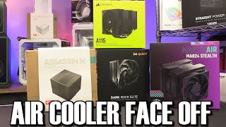 Air Cooling Face Off  Corsair A115 Deepcool Assassin IV BeQuiet Dark Rock Elite Coolermaster MA824 [upl. by Bonucci]