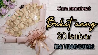 cara membuat buket uang 20 lembar Rp5000 irit kertas  DIY money bouquet [upl. by Aelem]