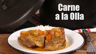 Preparando Carne a la Olla en mi Cocina a Leña Receta Fácil y Deliciosa  El Rincón del Soguero [upl. by Eilrebma]