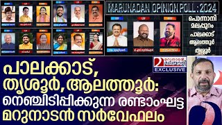 പാലക്കാട്ടും തൃശൂരും ആലത്തൂരും നെഞ്ചിടിപ്പ് I Marunadan Opinion poll 2024  Part2 [upl. by Nico119]