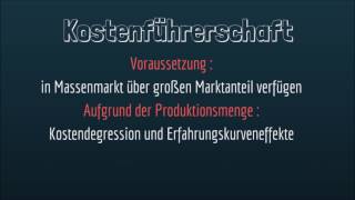 Qualitätsführerschaft und Kostenführerschaft einfach erklärt [upl. by Ardnasxela]