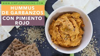 HUMMUS DE GARBANZOS CON PIMIENTO ROJO  Cómo hacer hummus sin tahini  Hummus casero [upl. by Hamal218]