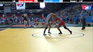 Fargo 2012 148 Round 3 Alyssa Hernandez California vs Hanna Hall Ohio [upl. by Arvie]