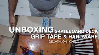 Unboxing Skateboard Deck  Grip Tape amp hardware from Decathlon  Oxelo [upl. by Nelly]