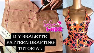 DIY Bralette TutorialEasy Full Coverage Bralette Pattern Drafting Tutorial Beginner Friendly [upl. by Lovett699]