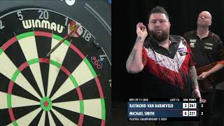 NINEDARTER  Michael Smith hits a perfect leg against Barney at PC5 [upl. by Adnala604]