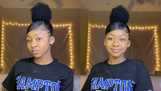 Tutorial  High Bun w Swoop Bang on Natural Hair Tutorial [upl. by Llewkcor]