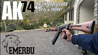 NEW Emerbu Toys AK74 Folding Stock Gel Ball Blaster TOY V3 Metal Gears amp More Upgrades [upl. by Merete309]